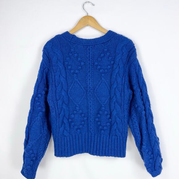 Slate & Willow Women's Bobble Chunky Knit Cardigan Sweater Medium Blue - Picture 7 of 15